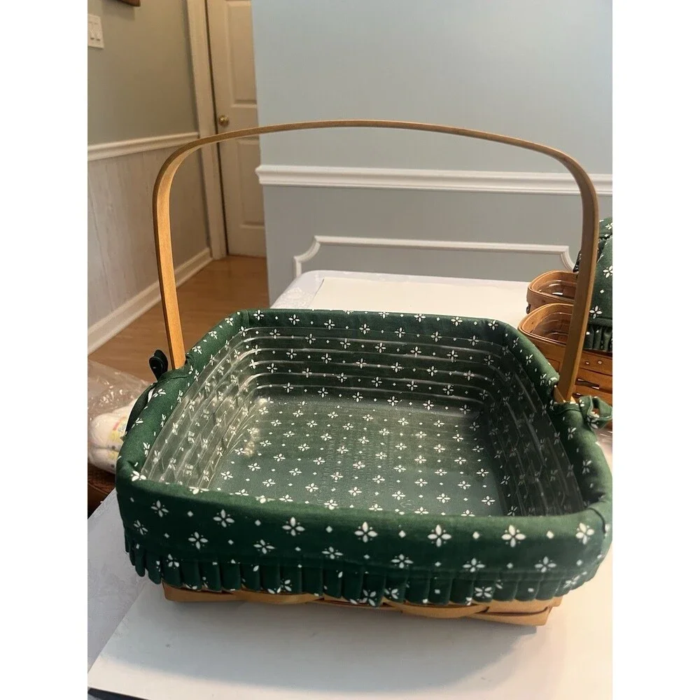 5 Longaberger Basket Pie Bee Small Key Sage Green Traditions Liner Protectors